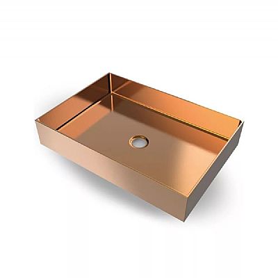 νιπτήρας πάγκου ροζ χρυσό inox pvd 55x38x10cm