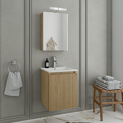 verona 40 slavonia oak & strada set έπιπλο μπάνιου