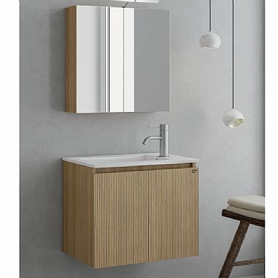 verona 55 slavonia oak & strada set έπιπλο μπάνιου