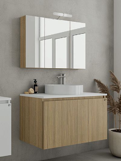 verona 90 white top - slavonia oak & strada set έπιπλο