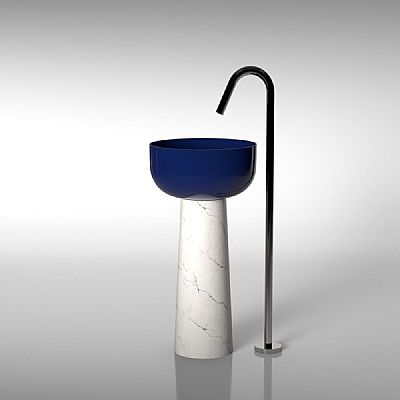 hidra sphere shine blue/marble νιπτήρας δαπέδου Φ44 H92